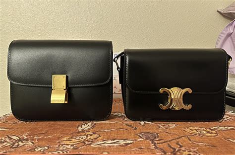 celine triomphe bag vs classic box|celine triomphe bag shearling.